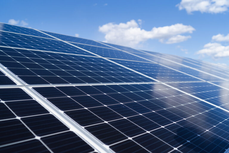 Cose Up View On Solar Power Plant Panel